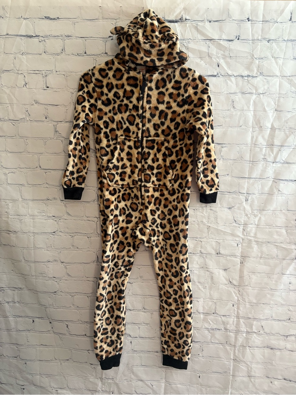 Cat & Jack Cheetah Print Hooded Union Suit Size M